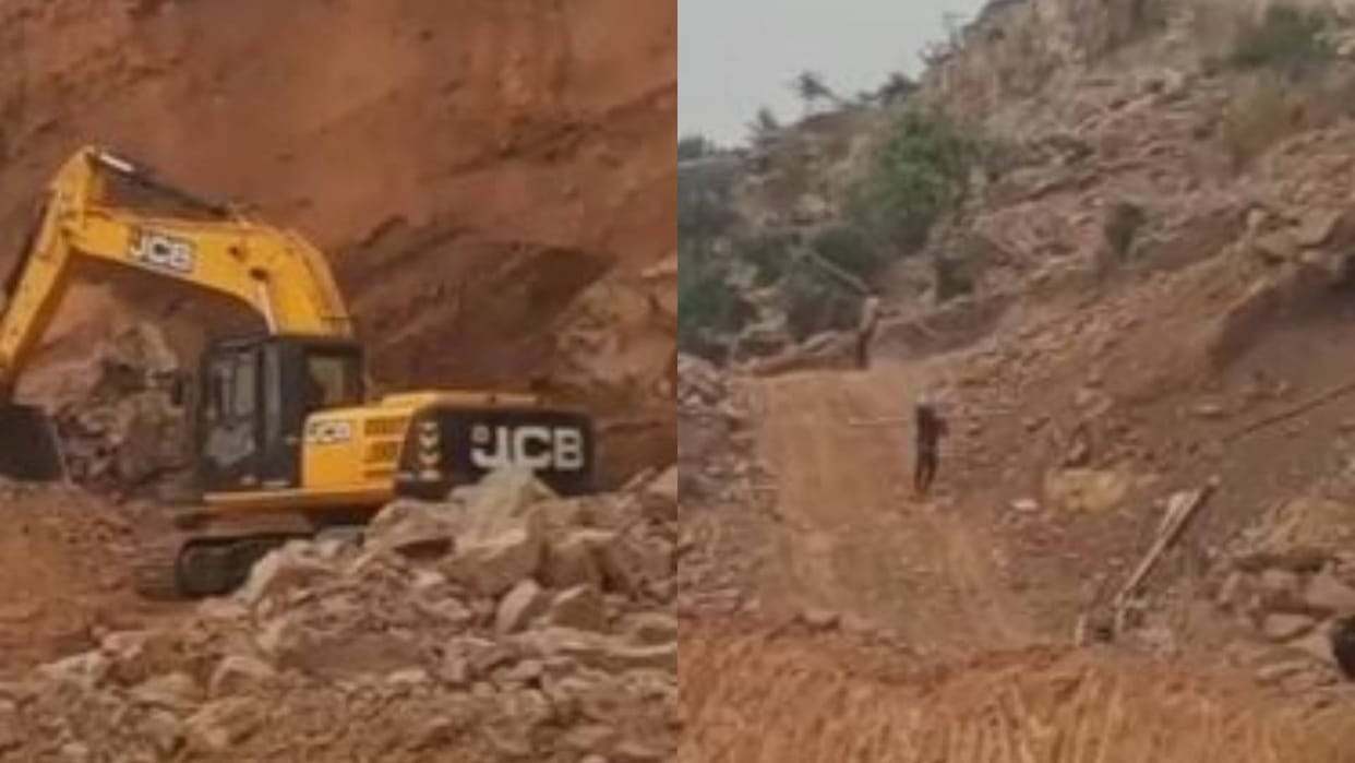 Chhatarpur News Kakunpura hill cutting work is being done by ignoring rules
