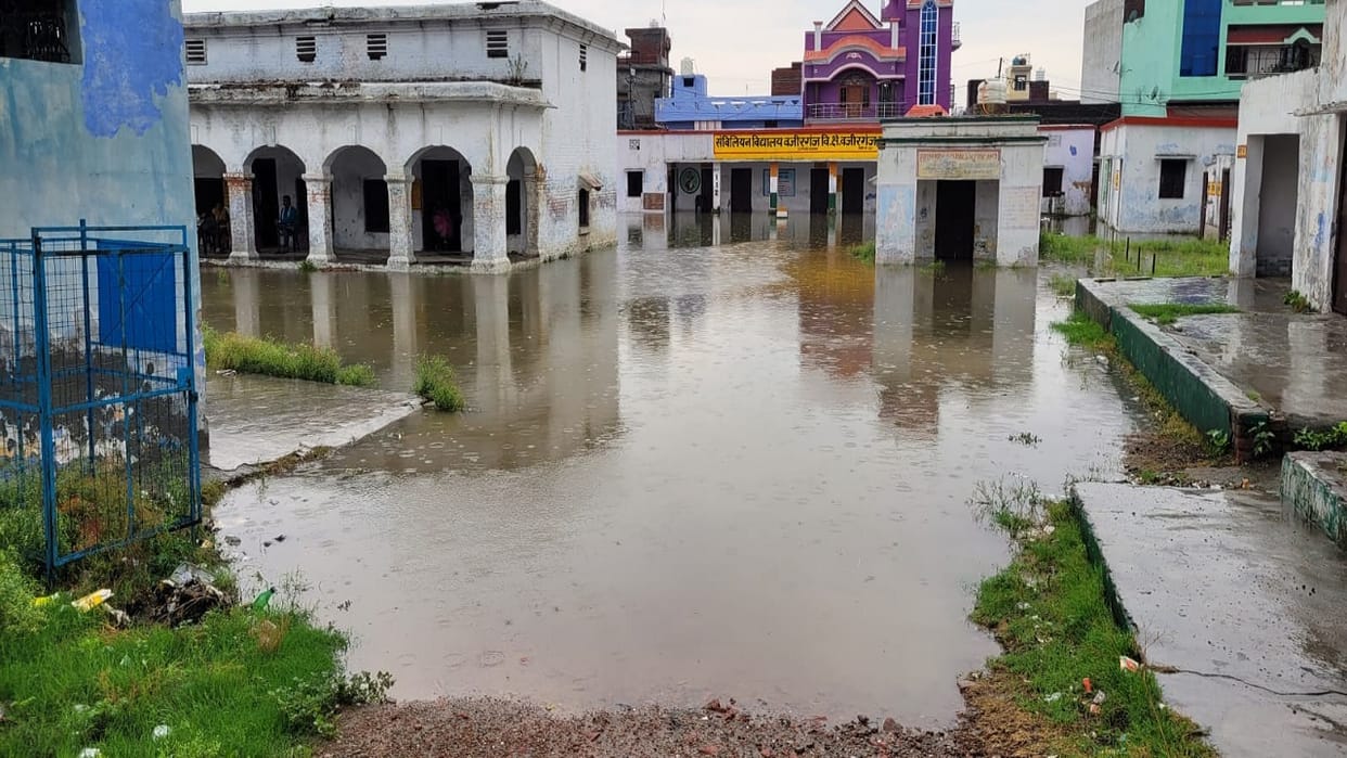 waterlogging in government schools due to heavy rains in Badaun