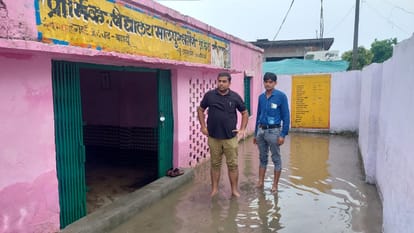 waterlogging in government schools due to heavy rains in Badaun