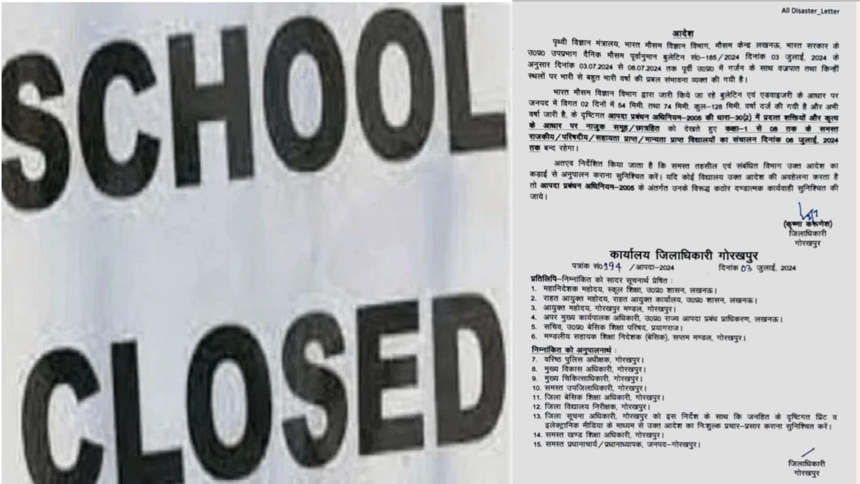 Gorakhpur DM has closed schools up to class VIII in the district till July 6