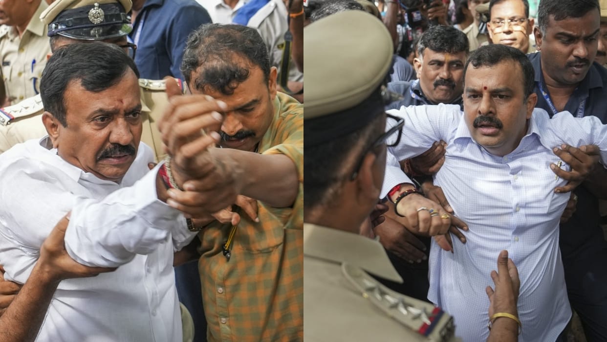 BJP leaders take out protest march to Karnataka CM's residence, taken into preventive custody