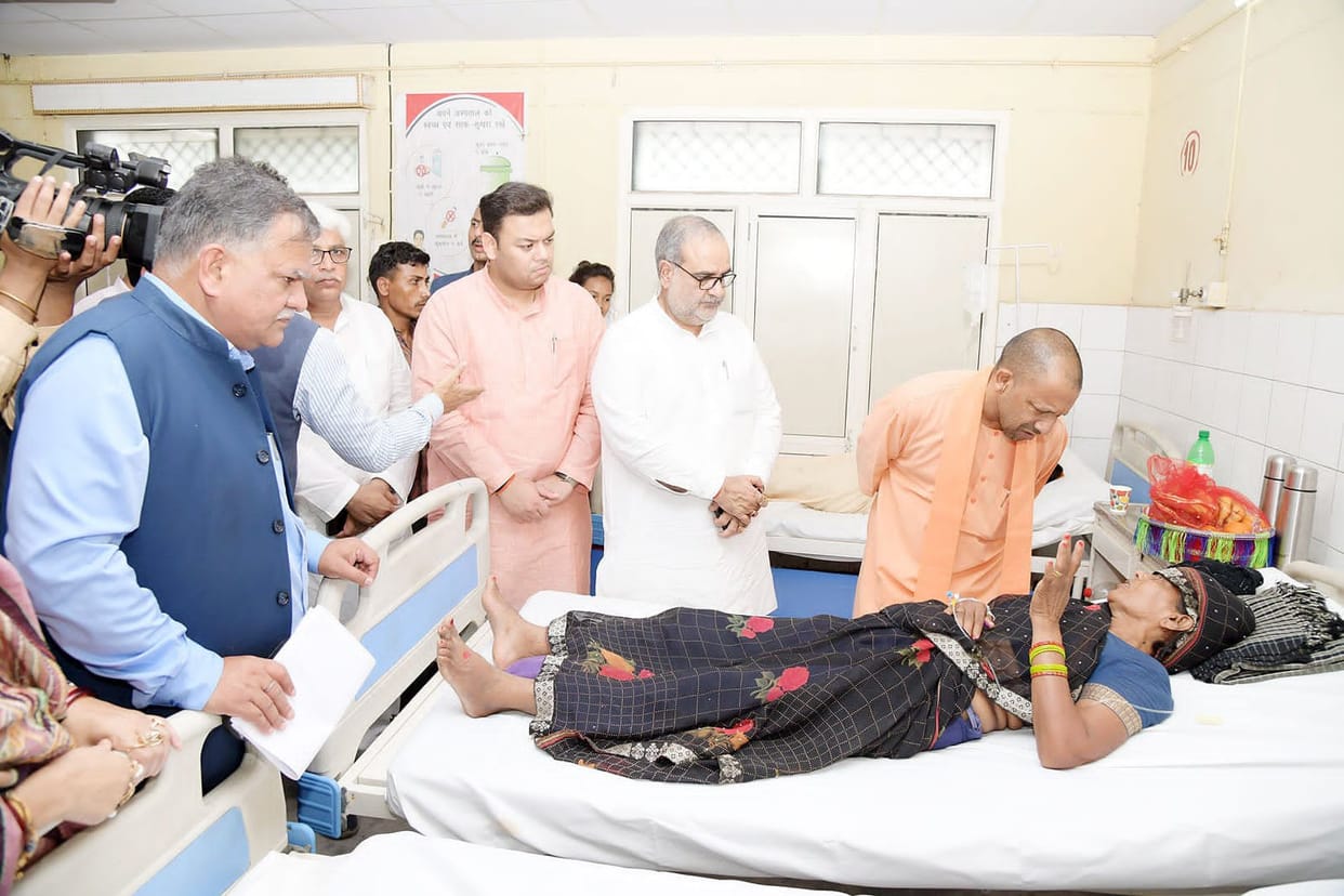 Hathras stampede: CM Yogi Adityanath visits the place and meet to victims.