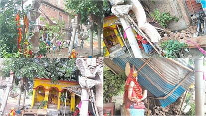 Muzaffarpur News: Temple pillar fell during worship, many people were injured; chaos prevailed at spot