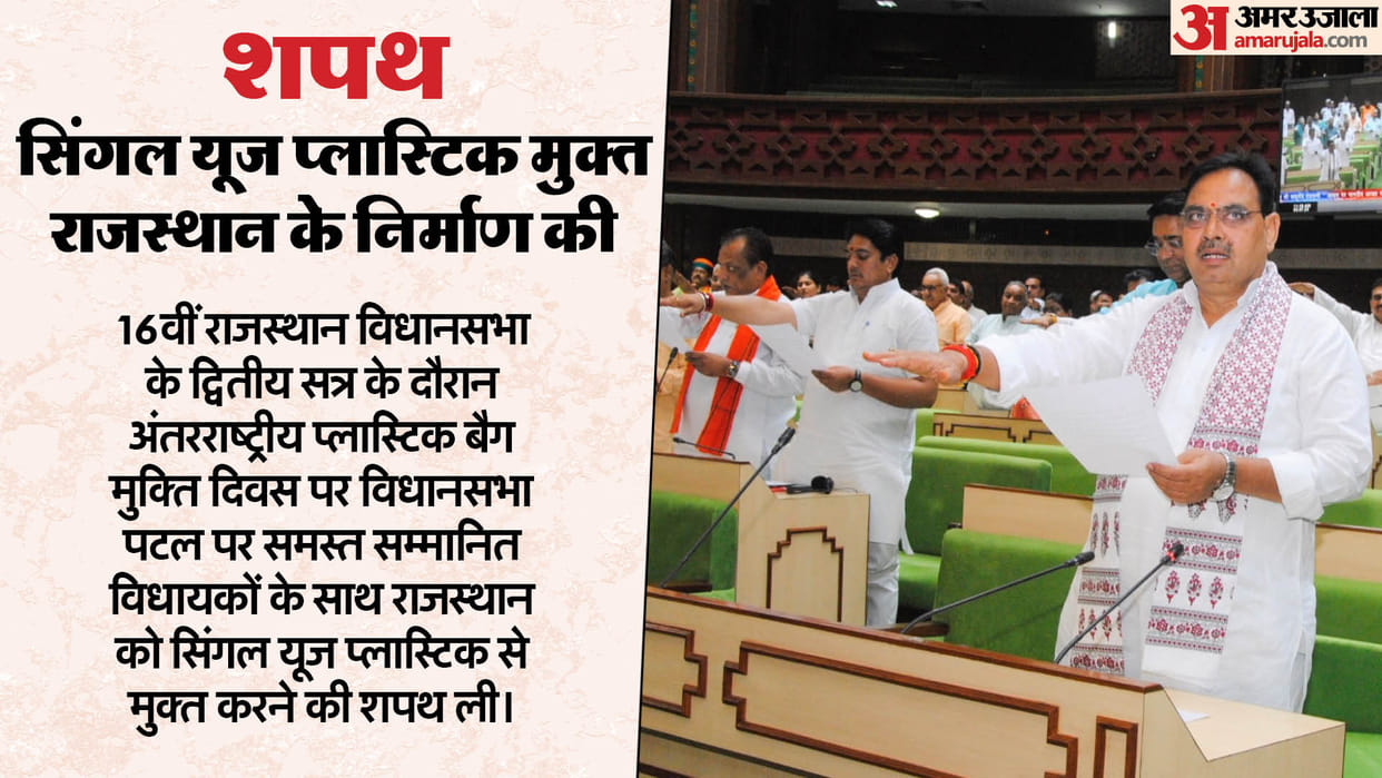 Rajasthan Budget CM Bhajan Lal took a pledge with members to use minimum plastic bags