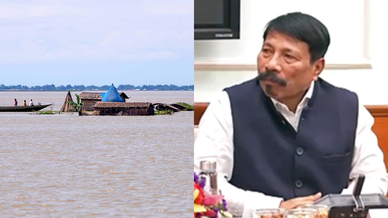 55,459 people affected by flood in Morigaon Assam 194 villages affected Minister Atul Bora visited