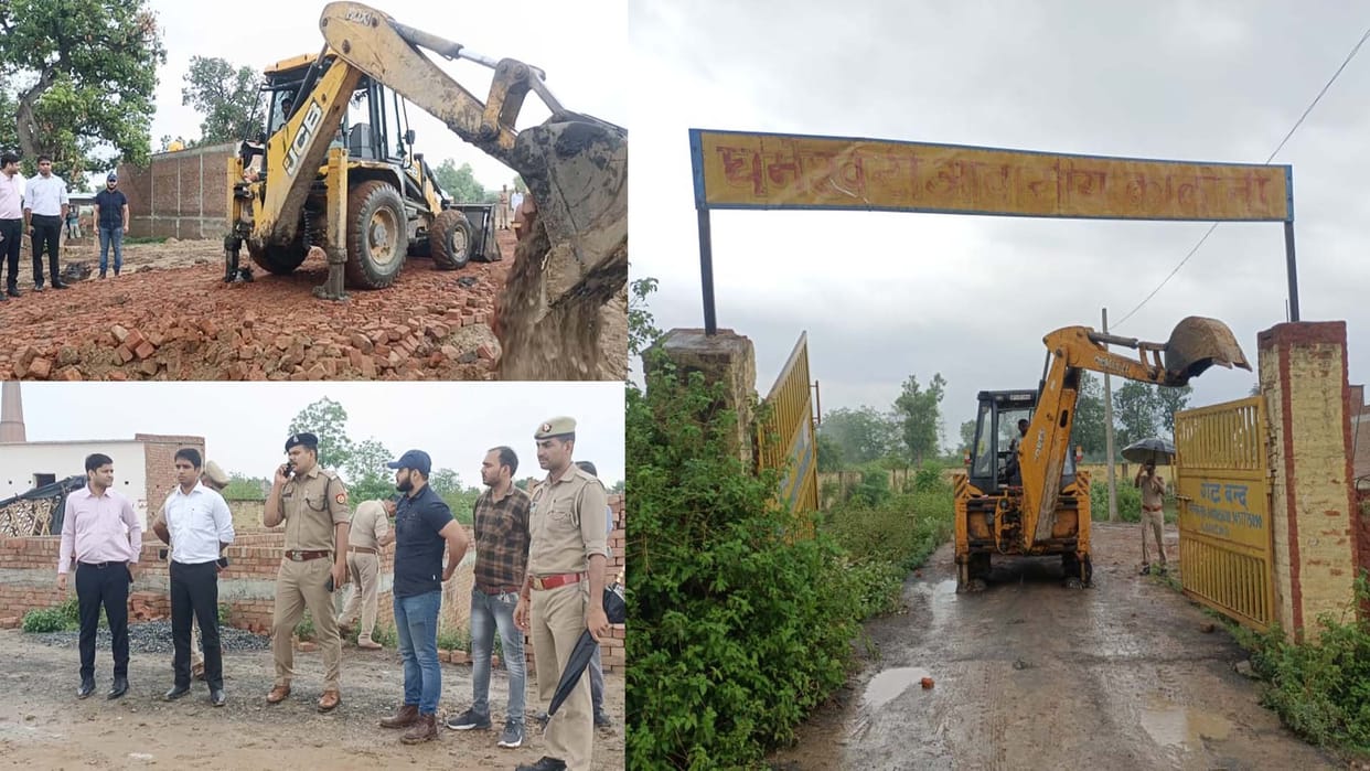 Etawah: JCB used on five illegal colonies, administration demolished the construction