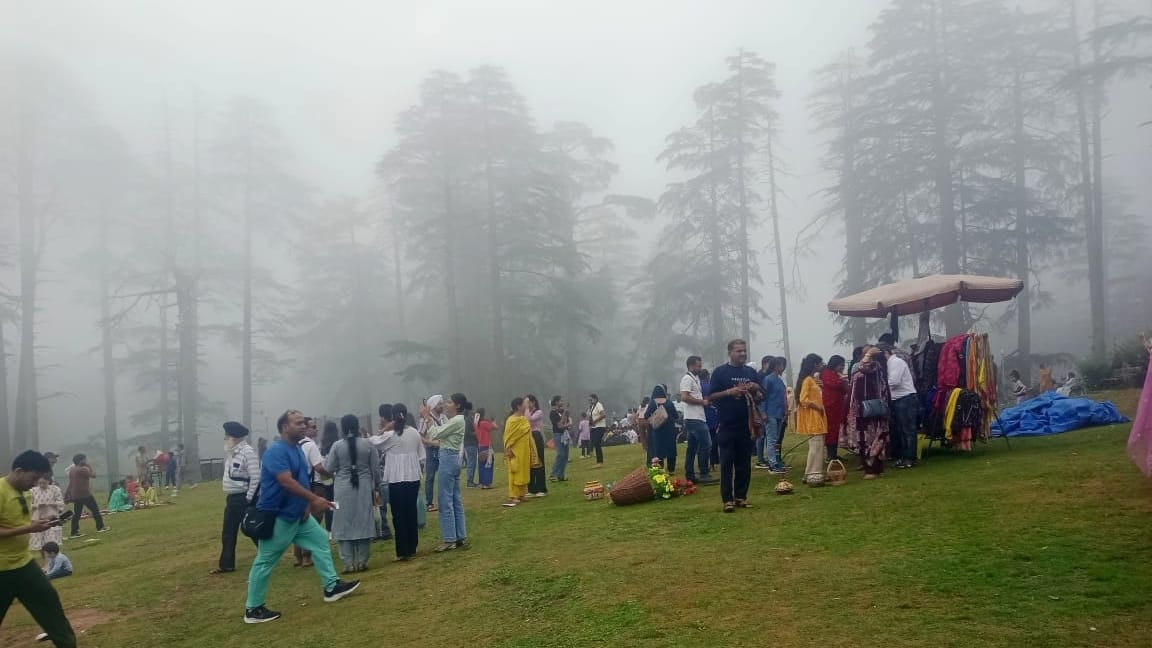 jammu udhampur  Patnitop Weather : First fog of monsoon season in tourist spot Patnitop