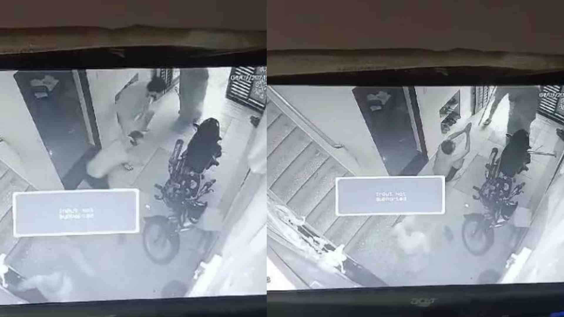 कैमरे में रिकार्ड हुई बेटे की करतूत।