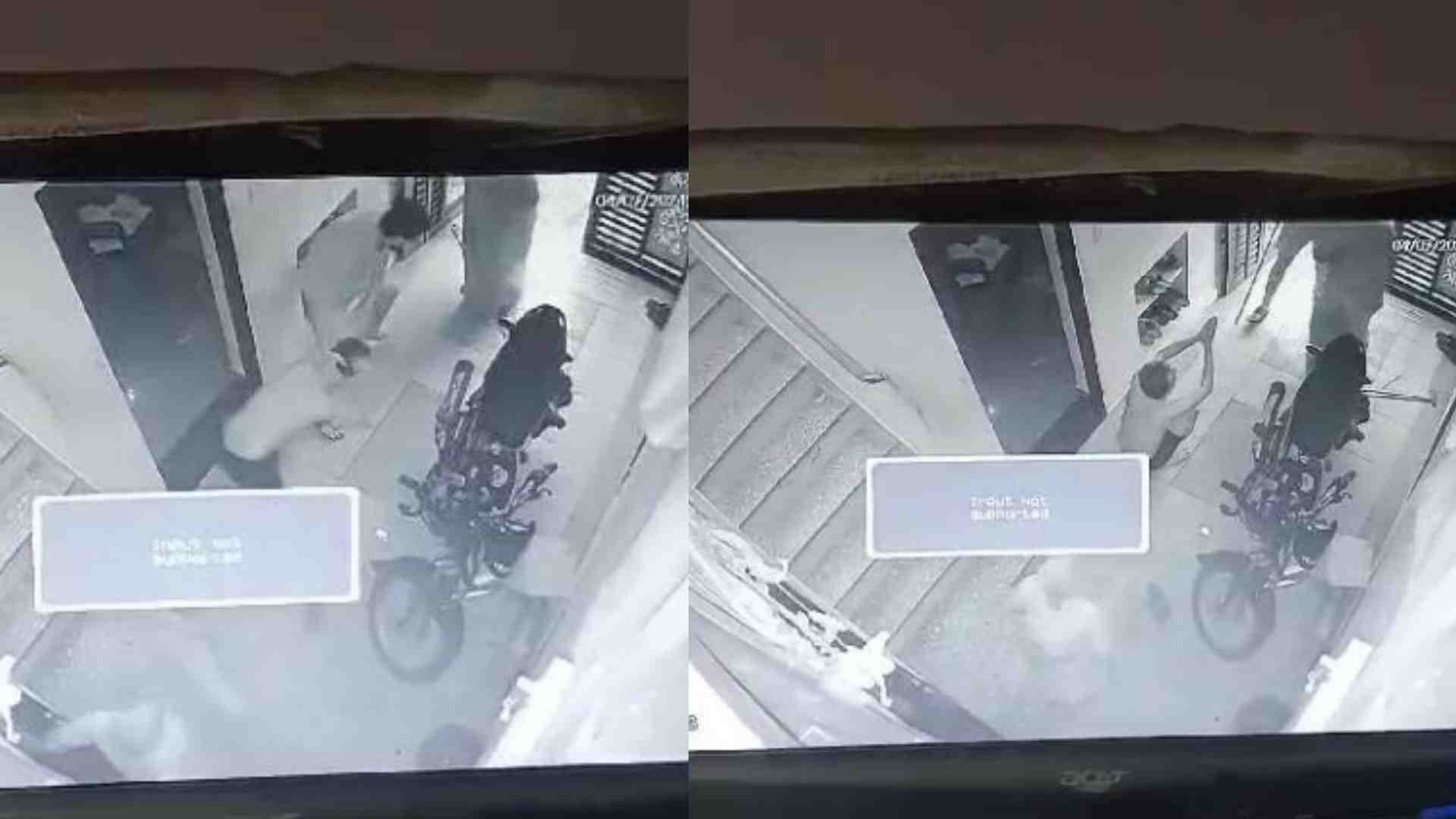 कैमरे में रिकार्ड हुई बेटे की करतूत।