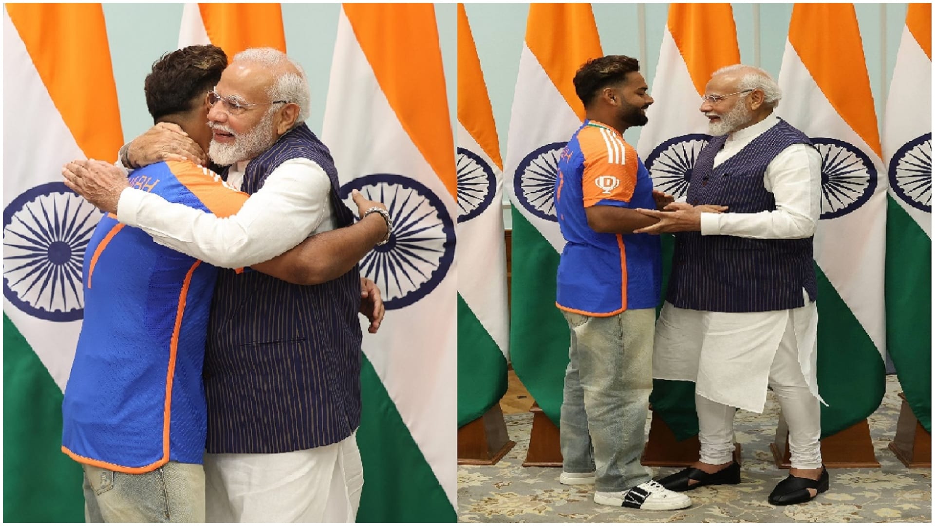 Team India: PM Modi hugged Rishabh Pant, took Photos with Bumrah-Sanjana and Suryakumar-Devisha and Kohli