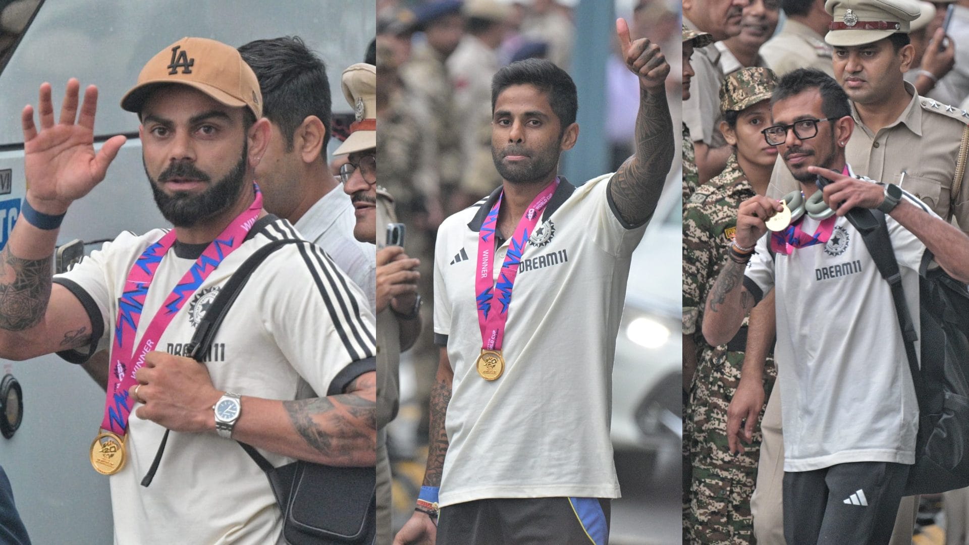 Team India return: Rohit Sharmas first picture with the trophy, all the players were seen wearing medals