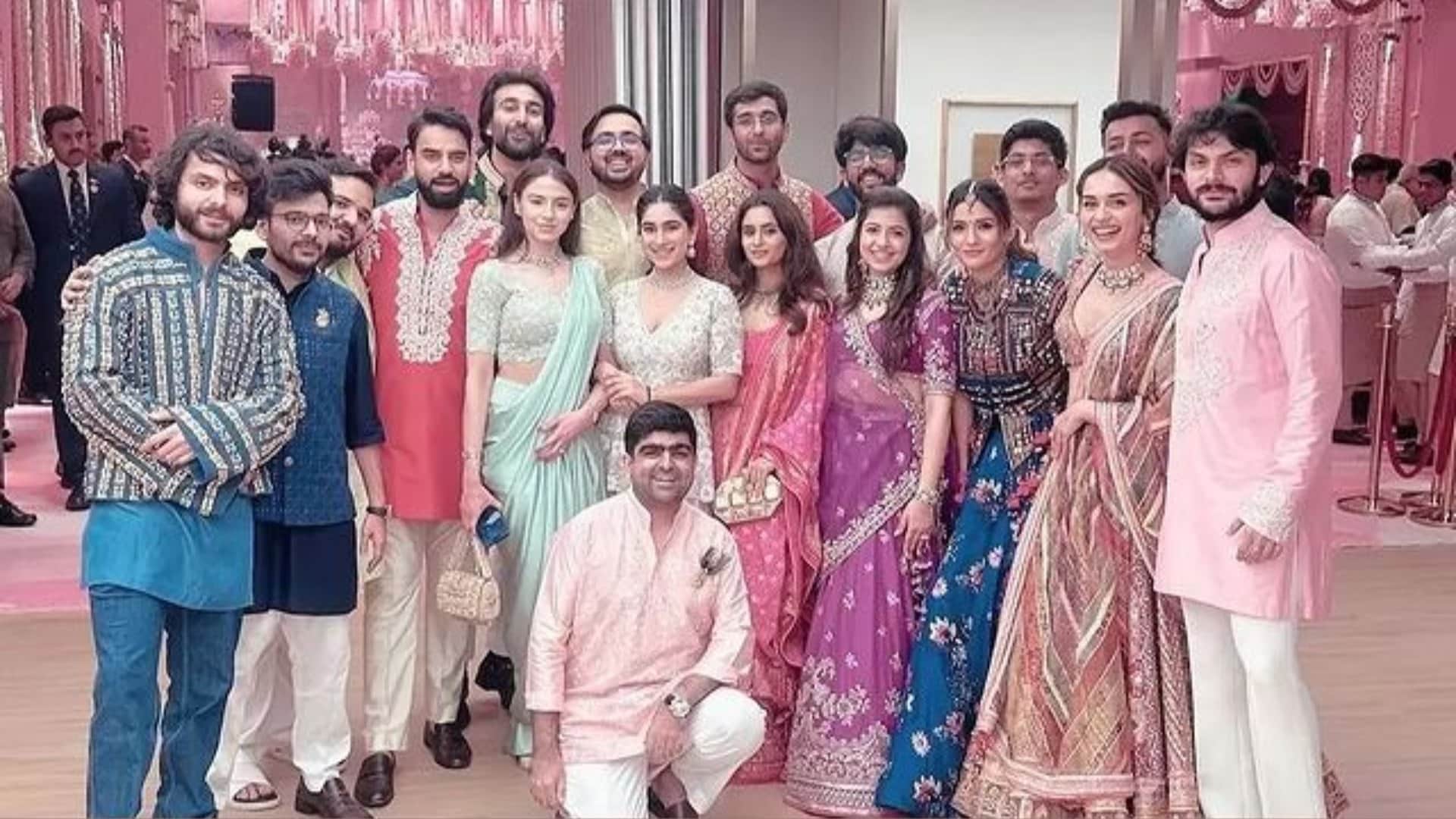 Anant Ambani Radhika Merchant celebrated Garba night Visuals of Janhvi kapoor bf Shikhar Pahariya goes viral