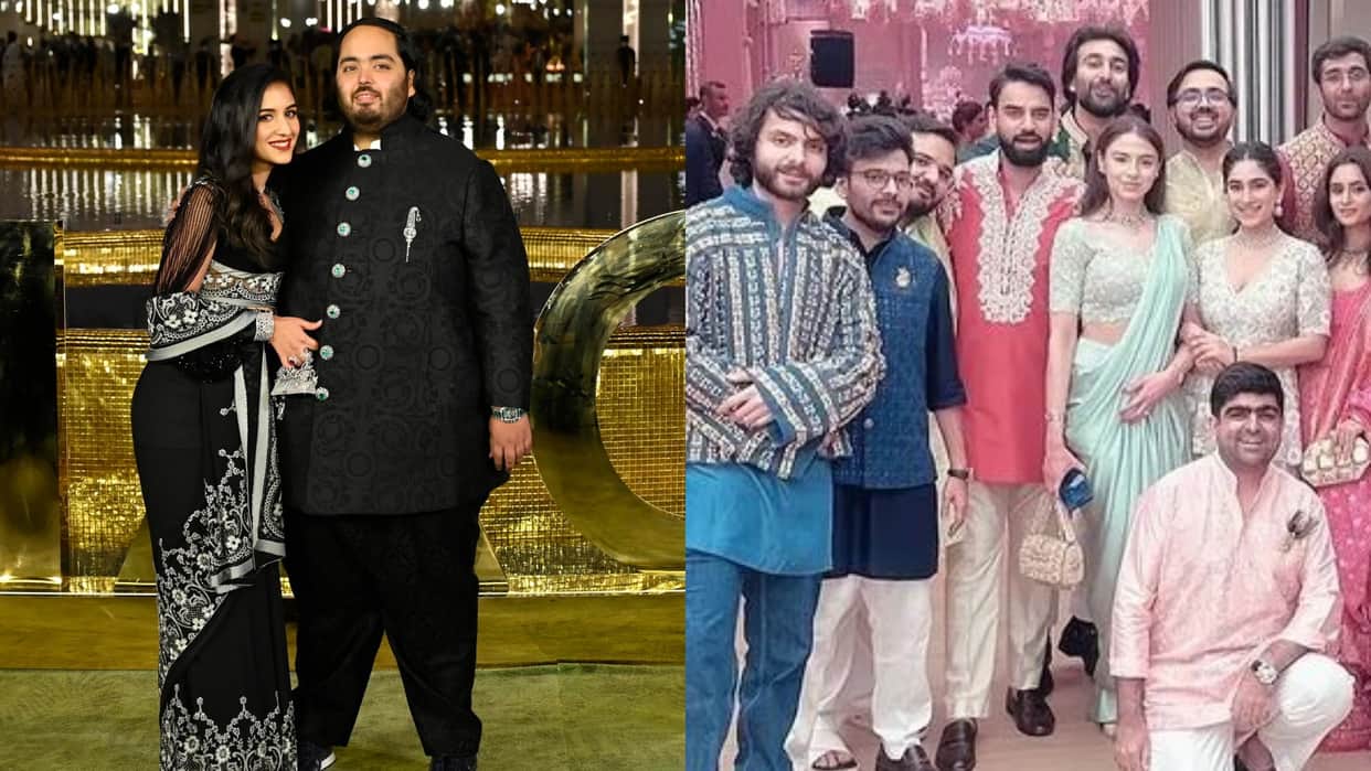 Anant Ambani Radhika Merchant celebrated Garba night Visuals of Janhvi kapoor bf Shikhar Pahariya goes viral