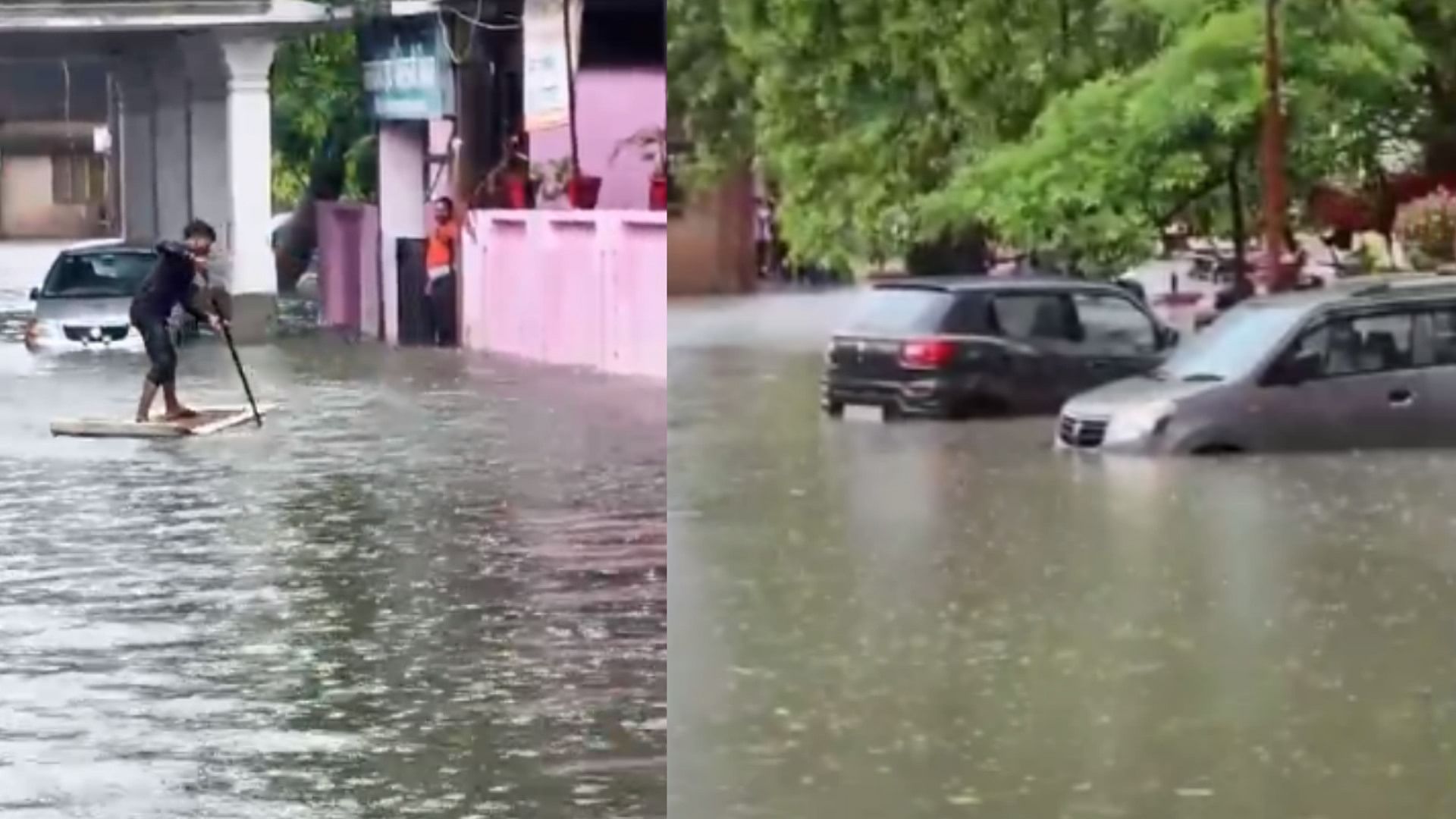 Water logging in Bahraich because of rain.