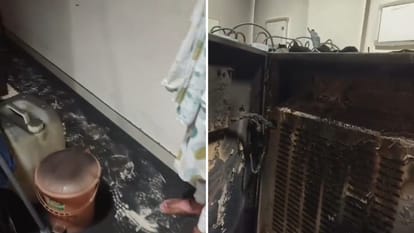 बीएचयू के रेडियोथेरेपी विभाग में आग से जला यूपीएस।