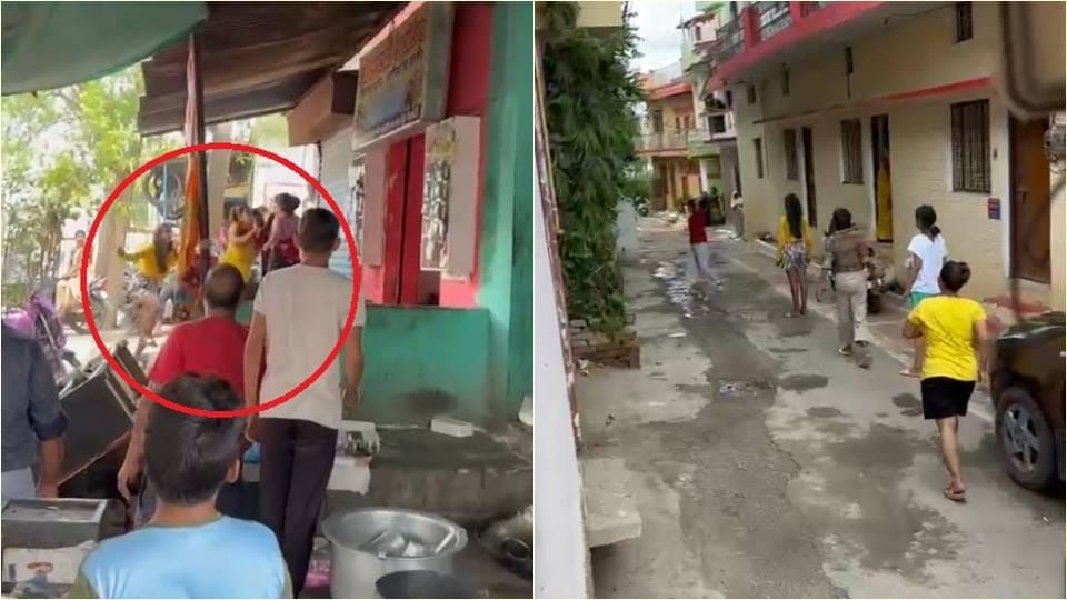 girls together beat up a pregnant woman and pelted stones at her house In Jhansi Shivaji Nagar