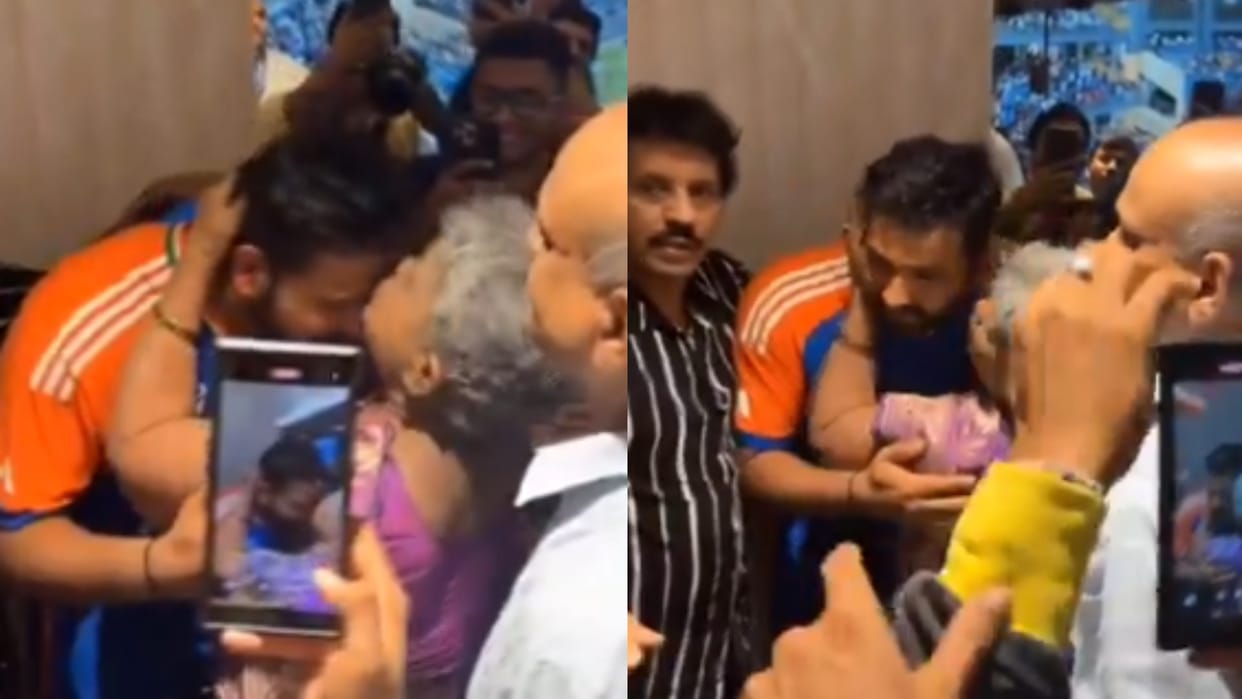 rohit sharma mother purnima sharma kissed her son after meeting, video goes viral