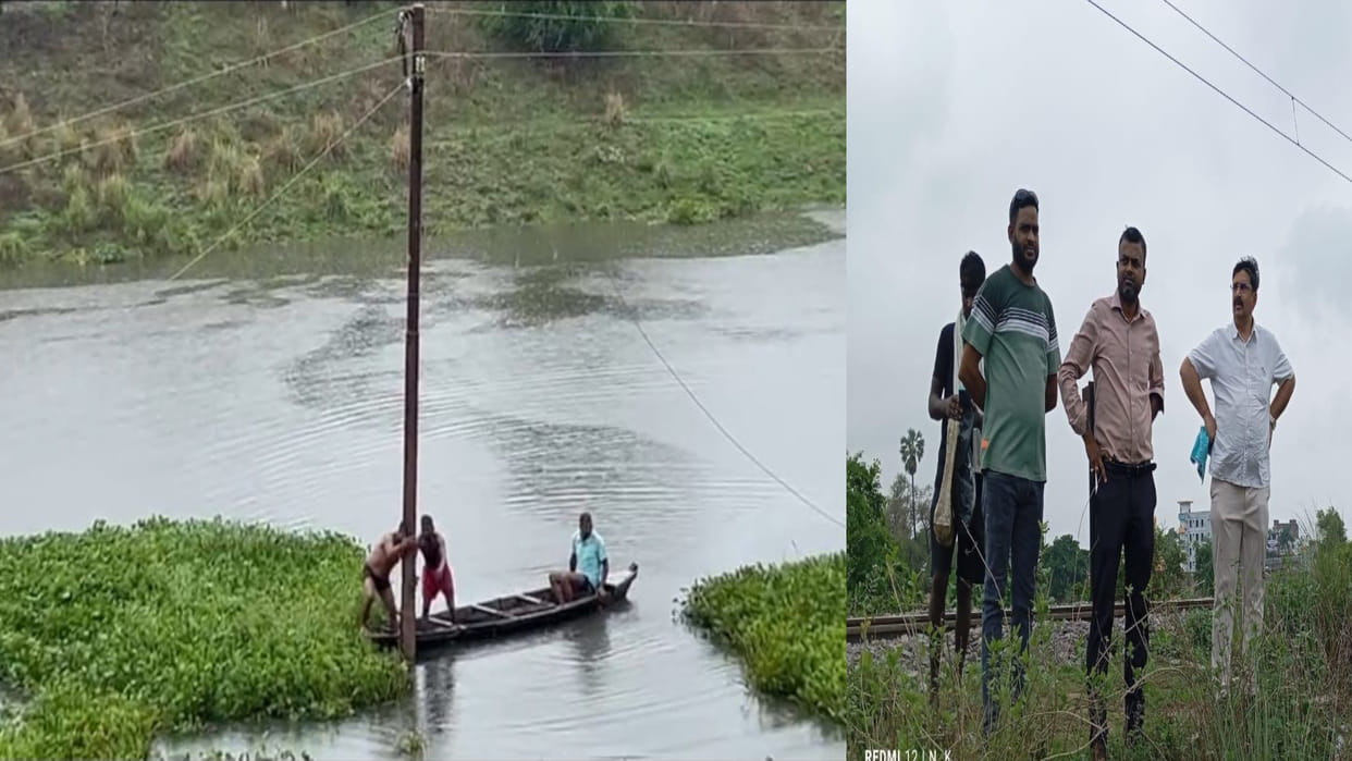 In Gorakhpur, Electricians repaired the electricity by boat, repair work lasted for 6 hours
