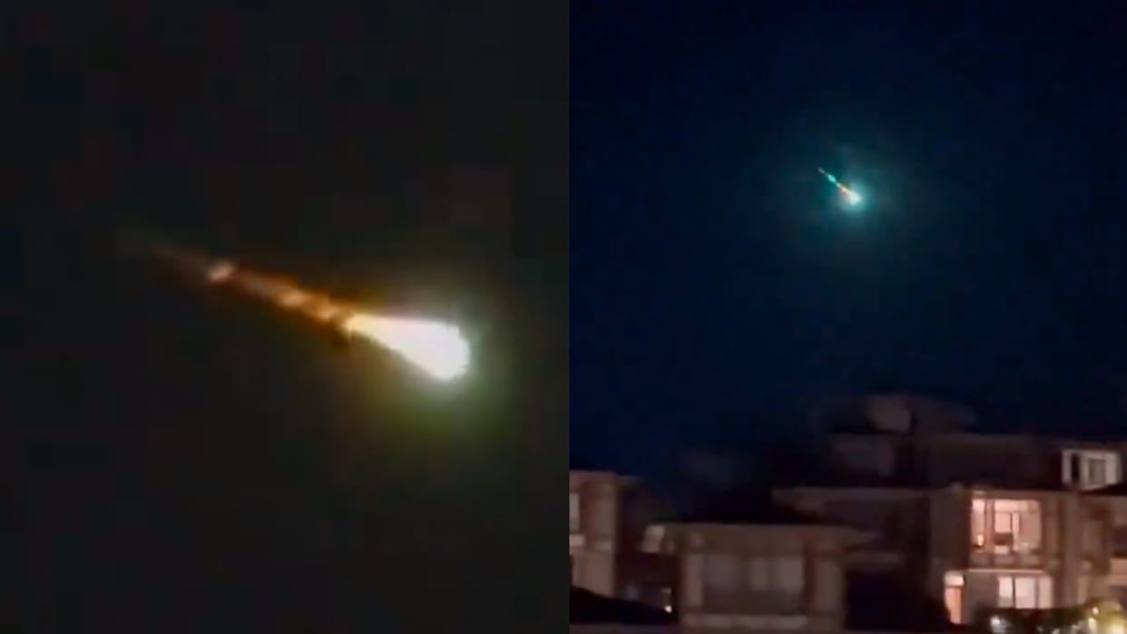 Viral Video: huge mysterious green meteor blazes over city in front of shocked crowds lighting up night sky