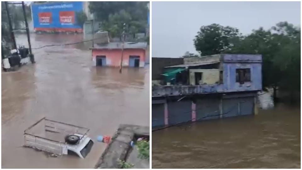 Rain in Sheopur Flood Situation Monsoon Update People Sitting On Rooftops See Photos
