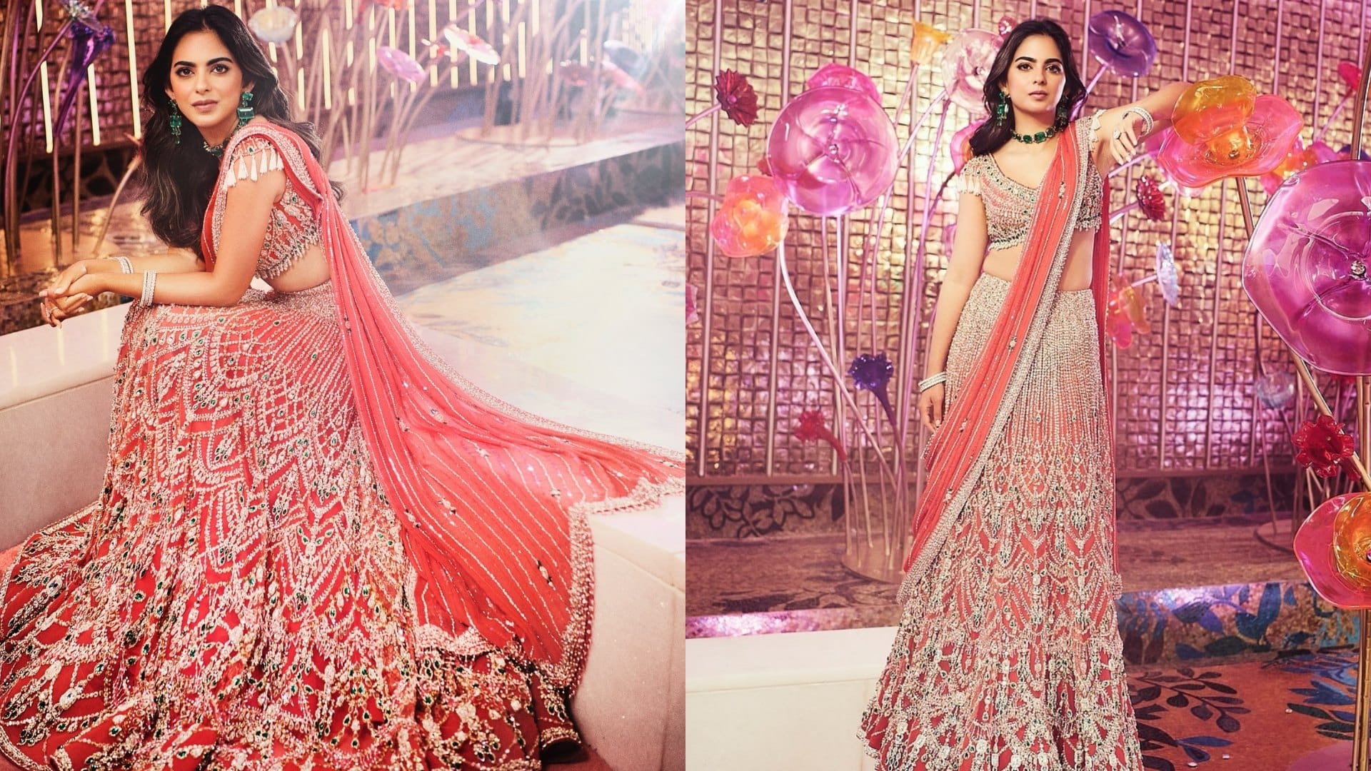 mukesh ambani daughter Isha Ambani best look in anant ambani and radhika merchant wedding ceremony