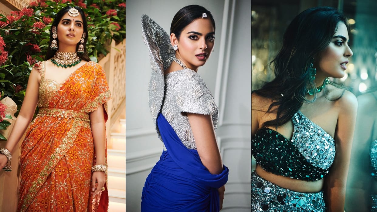 mukesh ambani daughter Isha Ambani best look in anant ambani and radhika merchant wedding ceremony