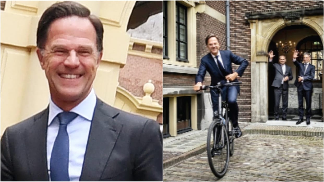 Netherlands PM Mark Rutte leaves Prime Minister Office on bicycle now to join NATO