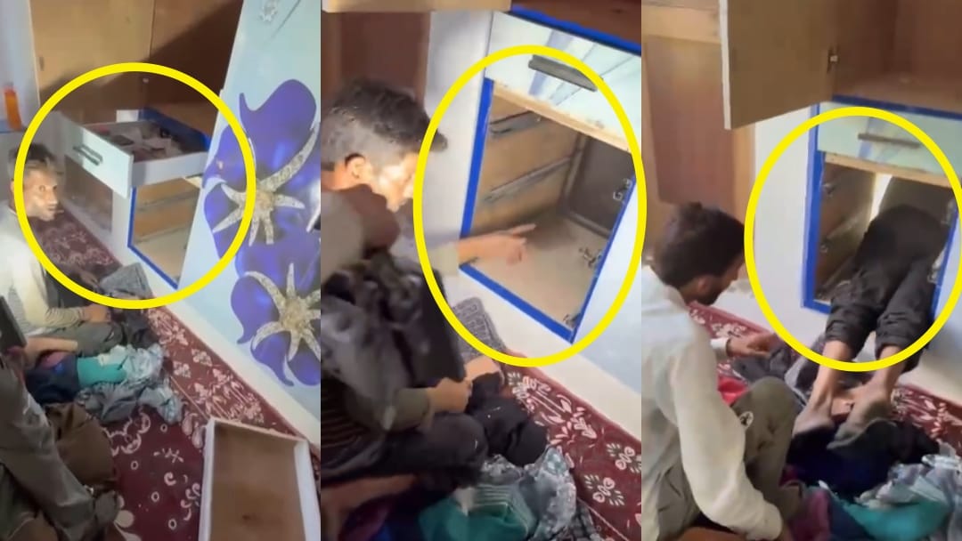 jammu kashmir kulgam encounter : security forces busted terrorist hideout bunker behind cupboard