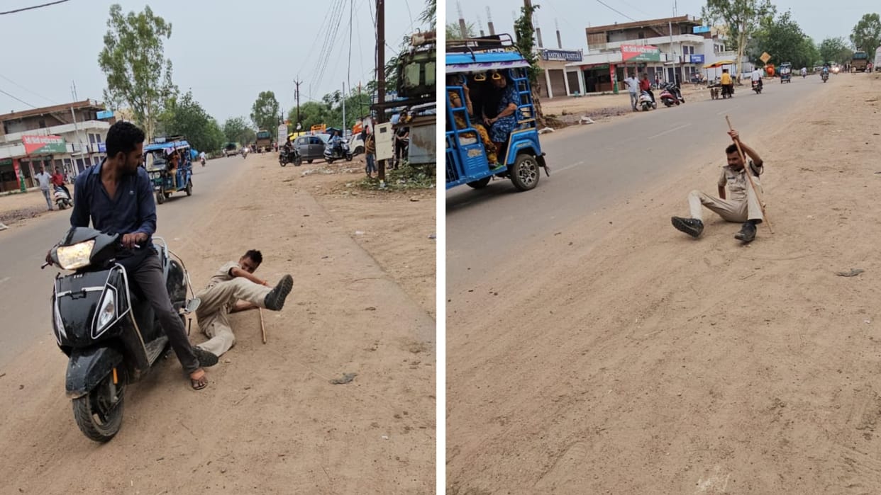 MP News: mujhako yaaron maaph karana main nashe me hoon.. Municipal army soldier created ruckus on the highway