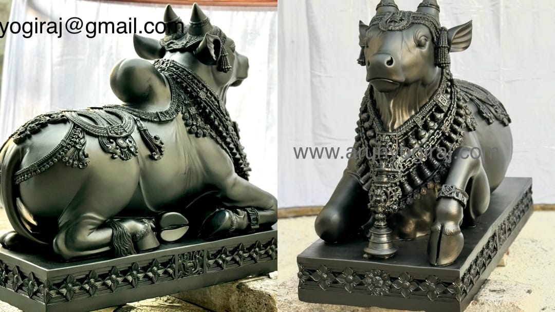 Sculptor Arun Yogiraj sculpt Nandi statue for Amarnath holy cave temple