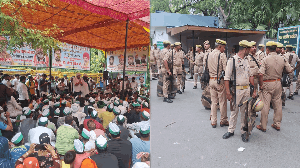 Farmers sit on dharna outside Noida Authority demanding their demands