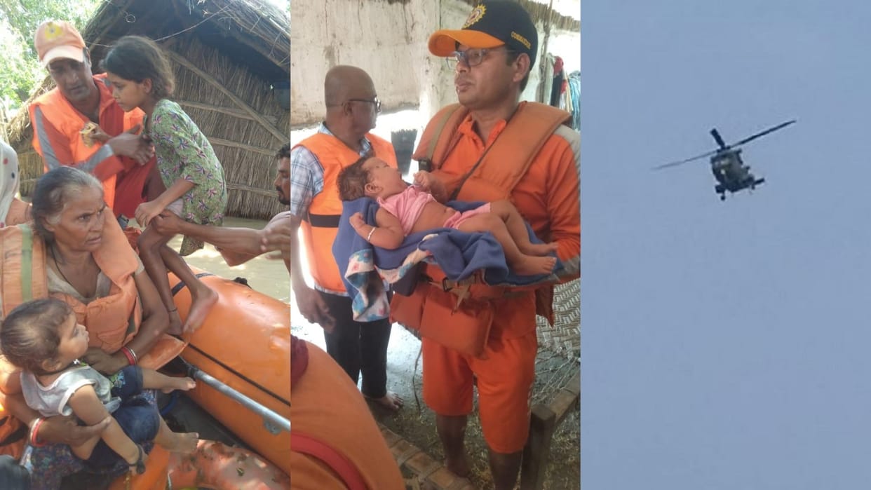 Air Force airlifted seven people trapped in the flood in Pilibhit