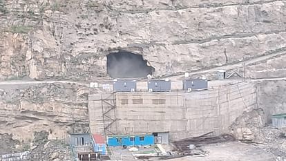 The land sunken again above the tunnel of Luhri project, a big pit was formed above the outlet of the tunnel