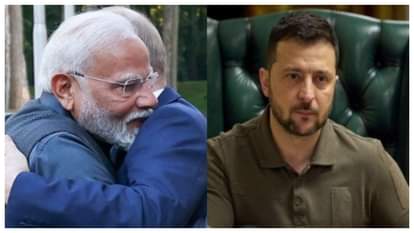 पीएम मोदी और पुतिन गले मिलते हुए, यूक्रेन के राष्ट्रपति जेलेंस्की