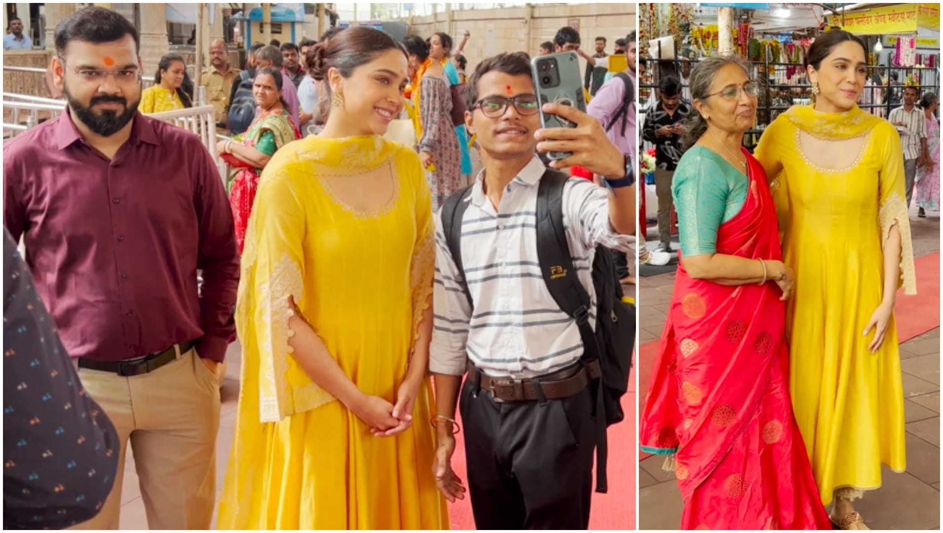 Munjya and Maharaj actress Sharvari Wagh was seen taking blessing in Shree Siddhivinayak Temple with Parent