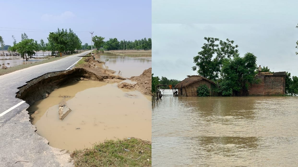 Flood like situation in Shravasti because of Rapti river.