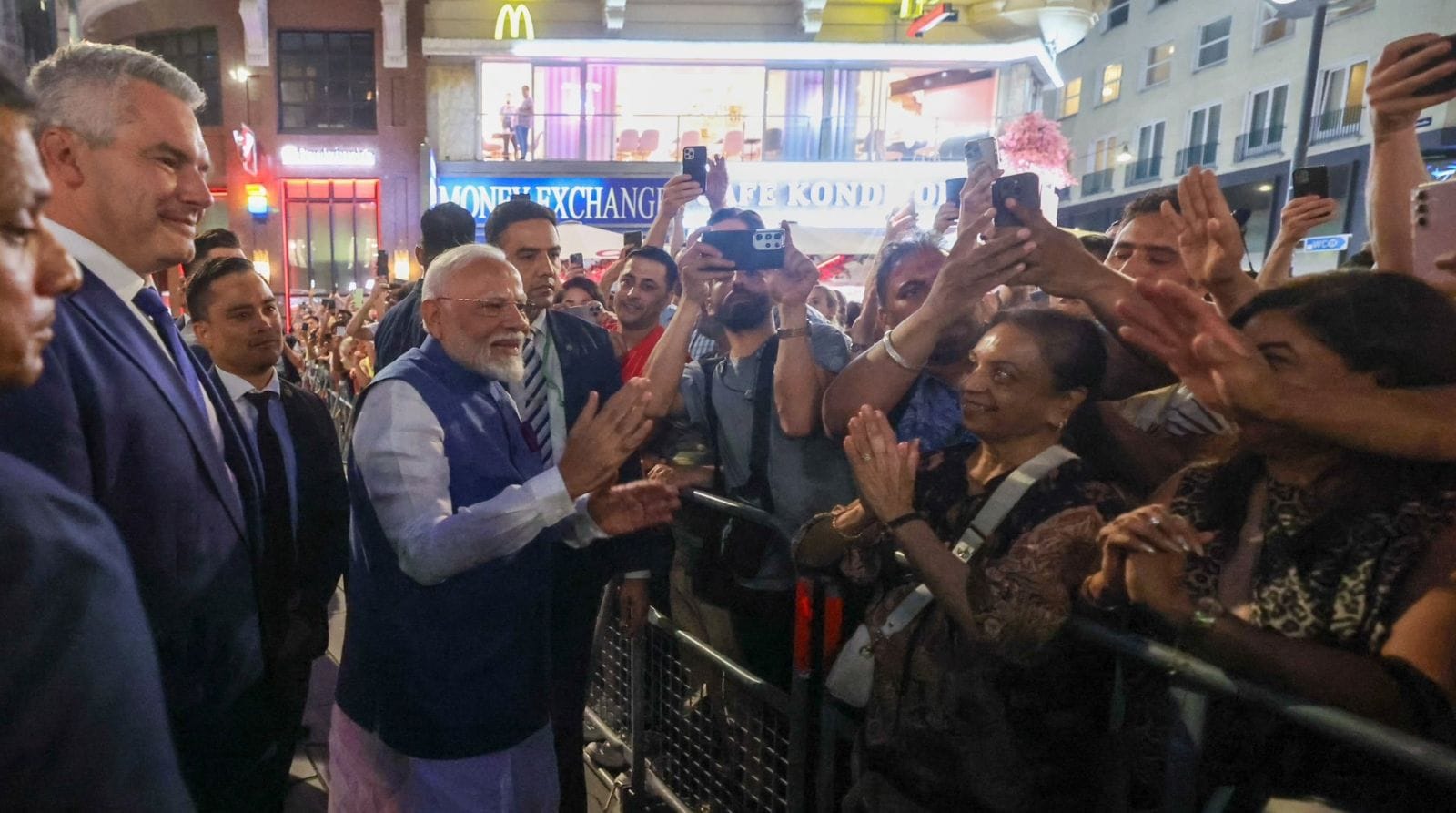 Austrian Chancellor Karl Nehammer welcomed Prime Minister Narendra Modi with a hug in Vienna Photos