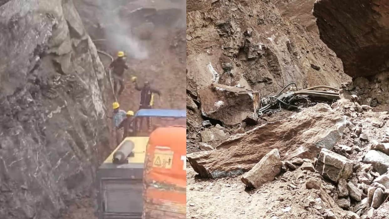Badrinath highway near Joshimath Heavy debris fell on highway passengers stranded difficulties Uttarakhand
