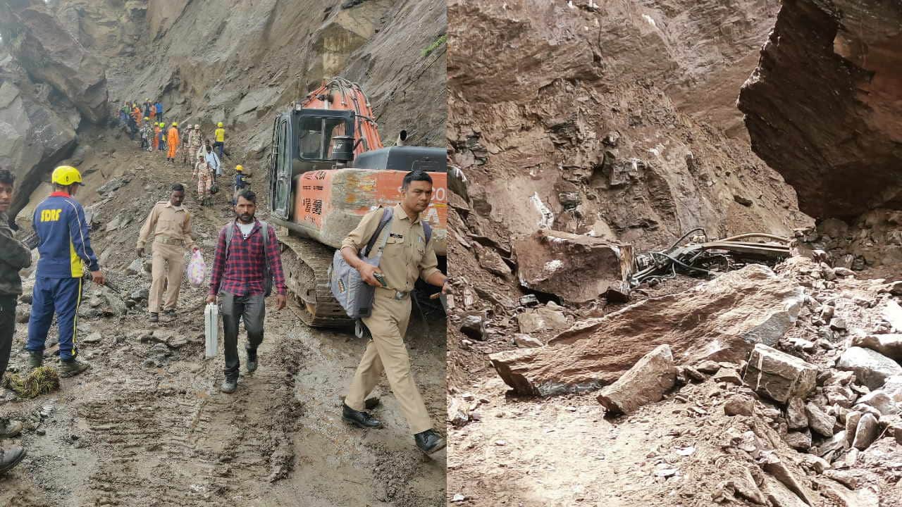 Badrinath highway near Joshimath Heavy debris fell on highway passengers stranded difficulties Uttarakhand