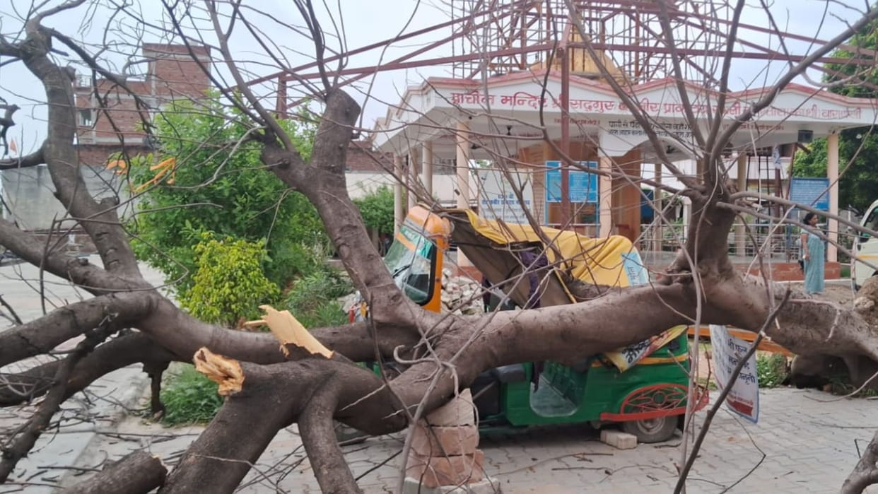Rain havoc Power system collapsed in varanasi half the city lost wires broke falling tree branches