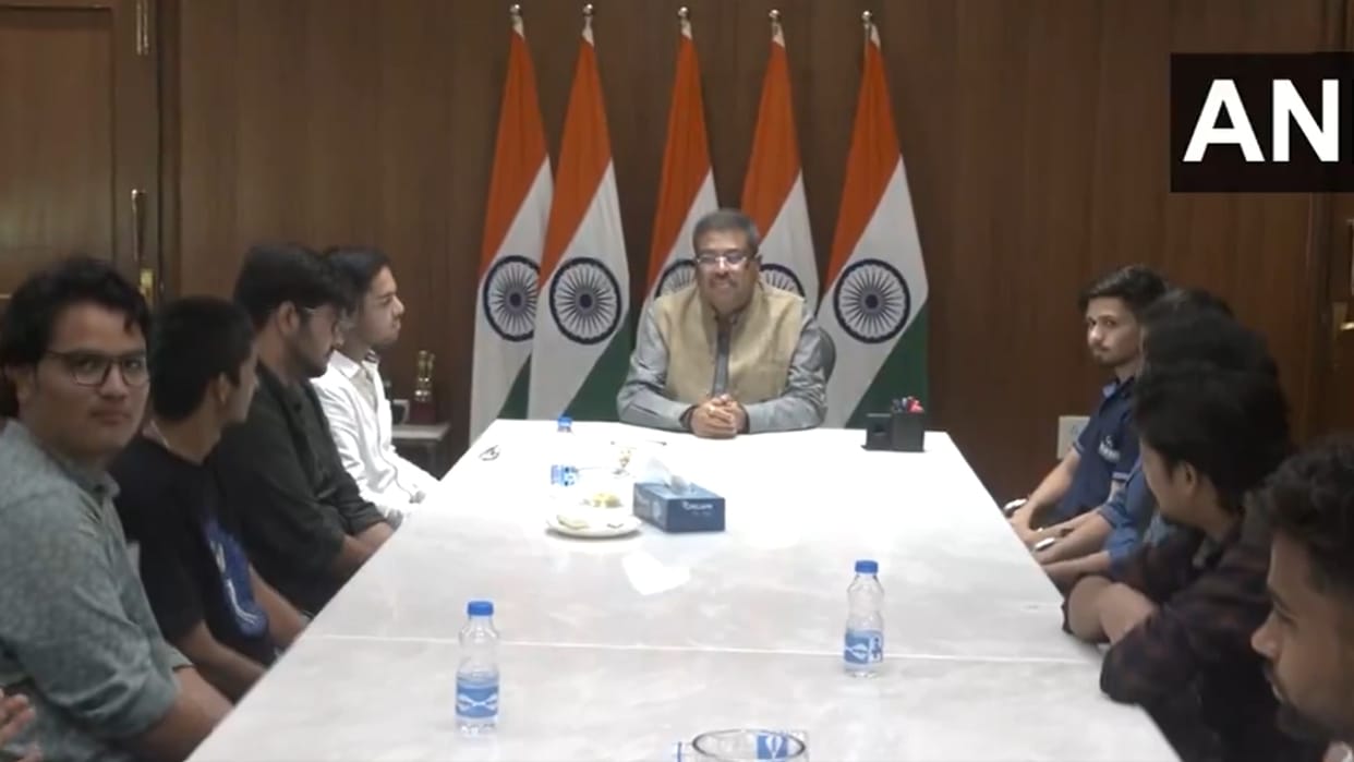 A group of students met Union Education Minister at his residence over the NEET-UG examination