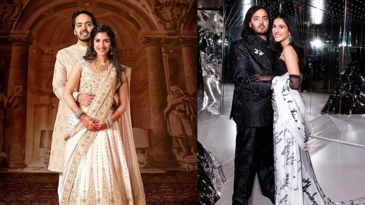 Anant ambani and Radhika merchant Wedding have a look on couple all functions pics dress sangeet haldi mehndi
