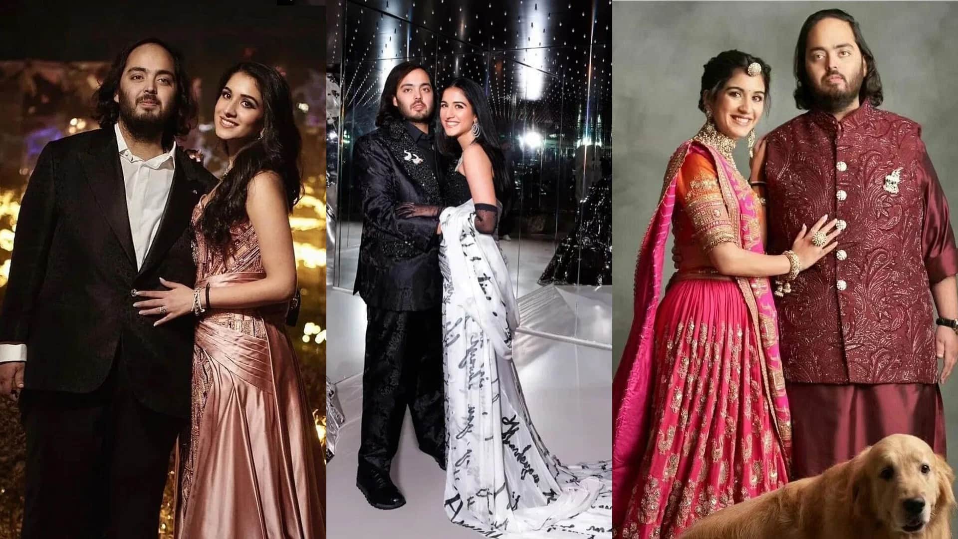 Anant ambani and Radhika merchant Wedding have a look on couple all functions pics dress sangeet haldi mehndi