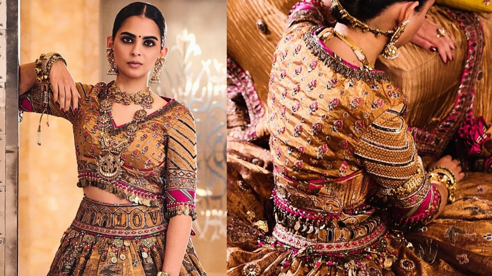 Isha Ambani royal lehenga look in anant radhika wedding rituals latest update of radhika anant wedding