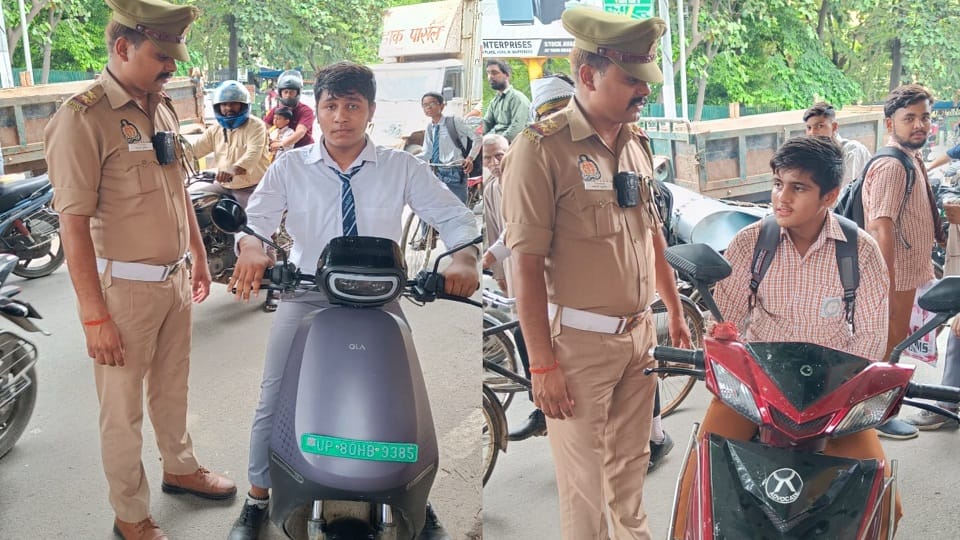 agra Traffic Police warns Parents to be punished if minors found driving