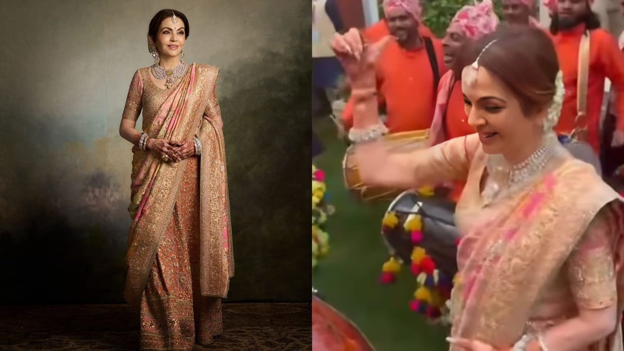 Anant Ambani Radhika Merchant Wedding Nita Ambani Dances To Dhol Beats On Le Jaayenge As Baarat Leaves Antilia