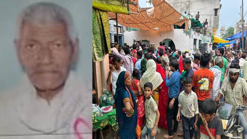 crowd of devotees gathered for Shani Jat In Etah old man died after being crushed while son and couple injured
