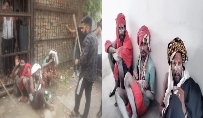 Meerut: Three sadhus of Nath community were caught as suspects, threatened by public