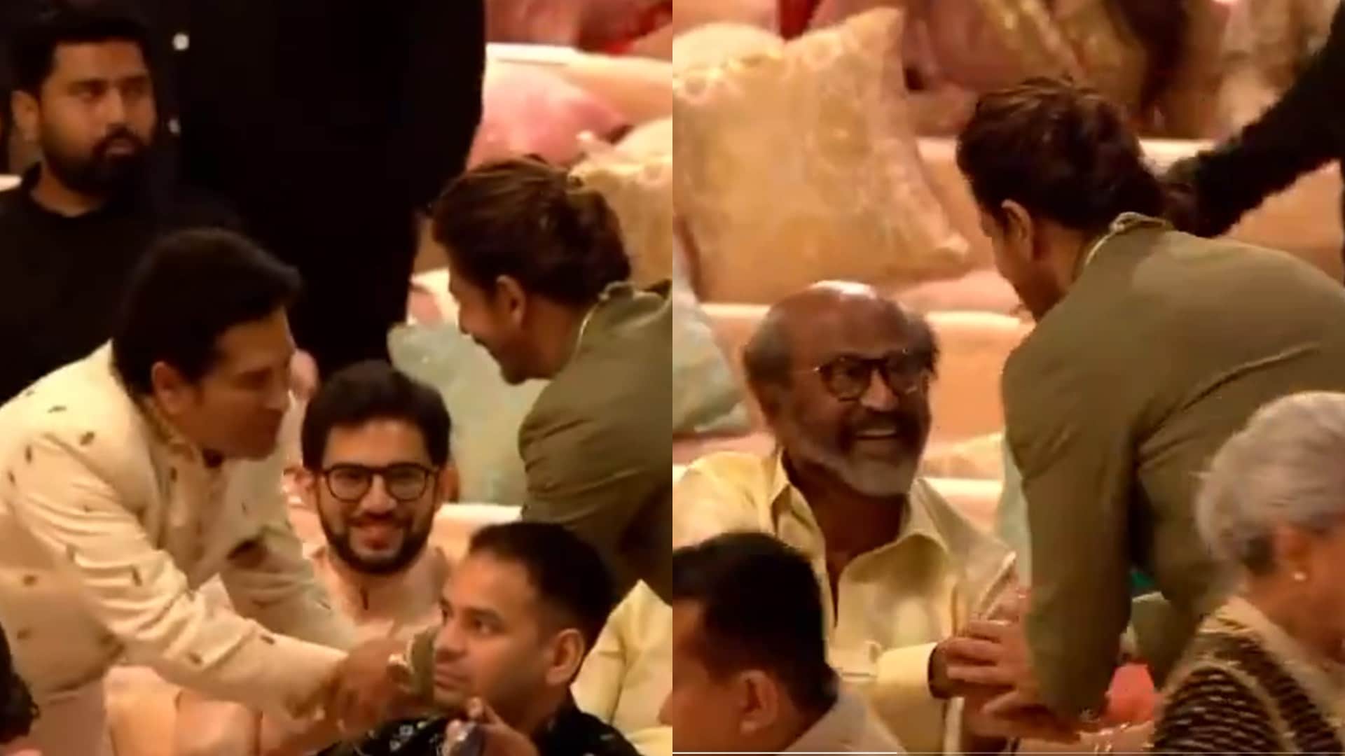 Anant Ambani Radhika Merchant wedding ceremony Shah Rukh Khan touches amitabh bachchan jaya bachchan feet
