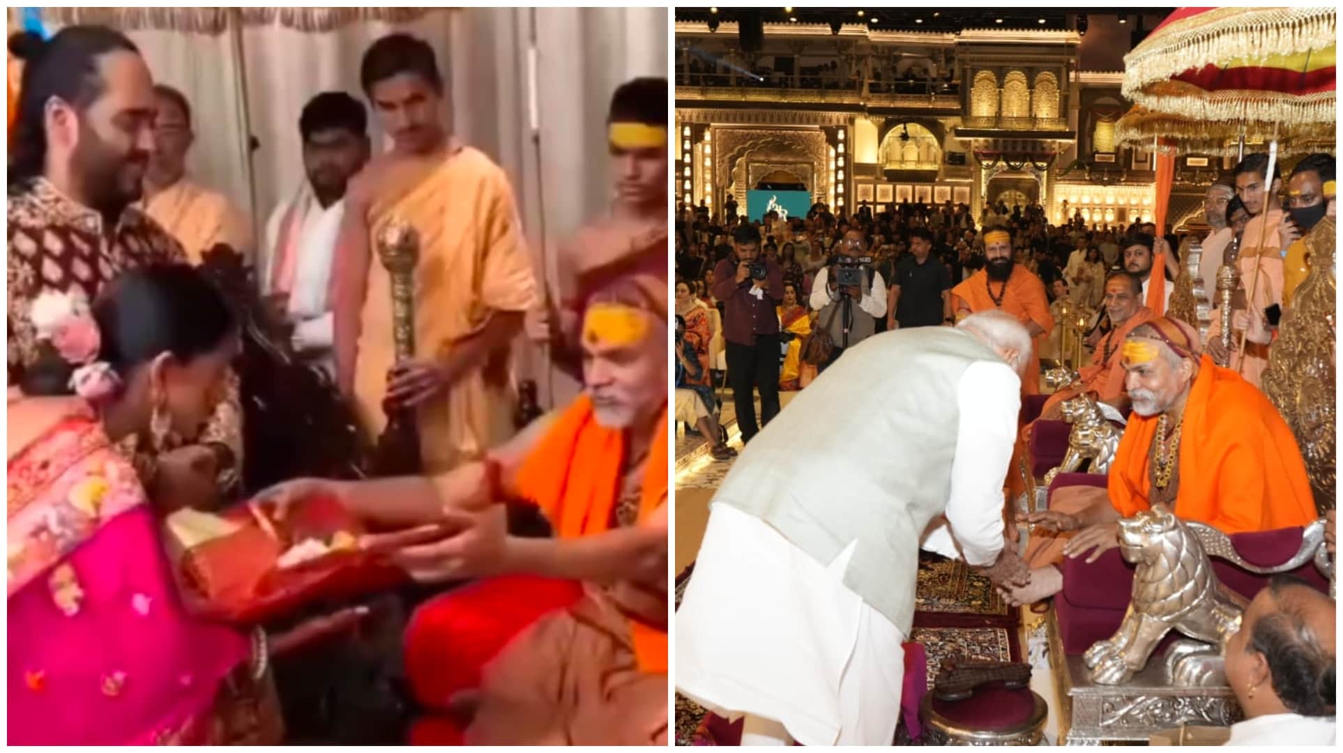 PM Modi poses with anant ambani radhika merchant mukesh ambani nita ambani at shubh ashirwad ceremony viral
